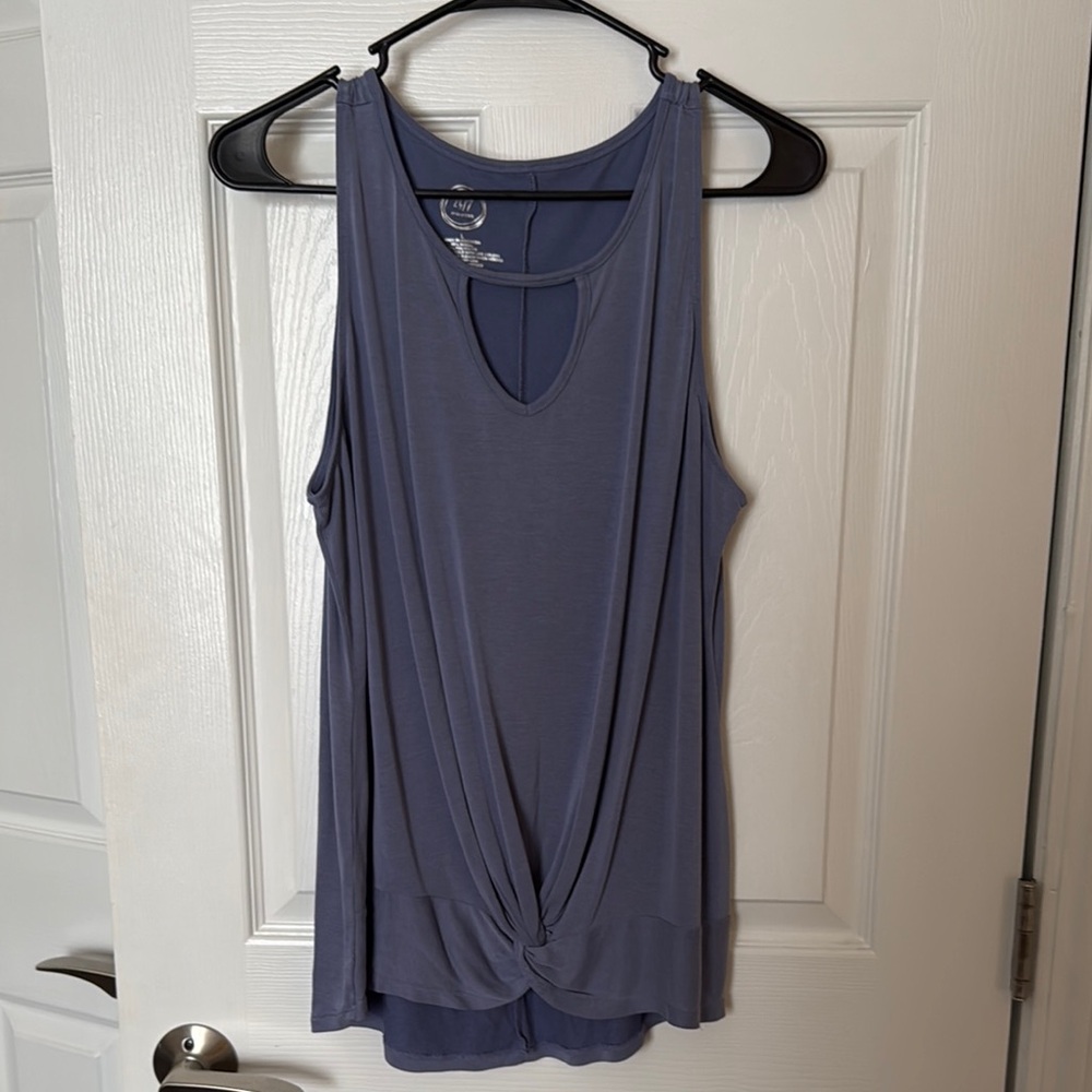 Blue Sleeveless Twist Front Top